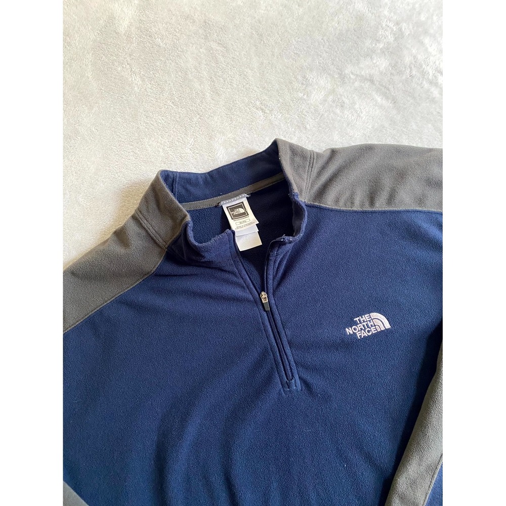 The North Face TKA 100 Glacier Sweatshirt Men XL Blue Fleece Long Sleeve 1/4 Zip